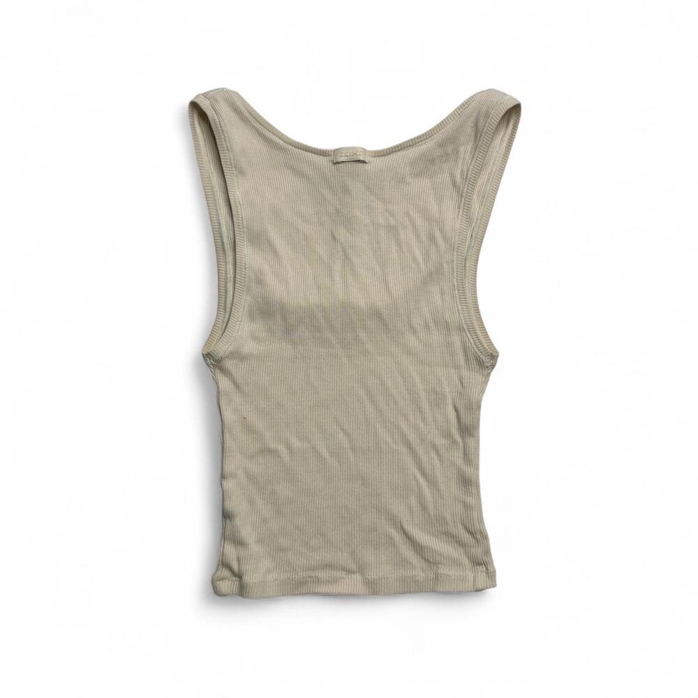 Skims Cream cotton ribbed tank top size XXS square neck - Picture 2 of 4